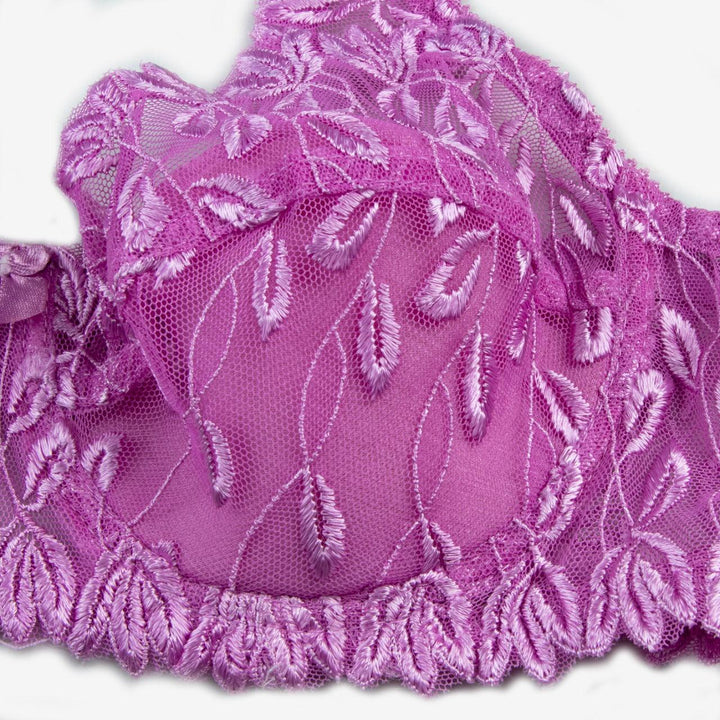 Zinnia - Floral Mesh Low Cut Wired / Non-Wired Full Cup Firm Hold Bra - Espicopink