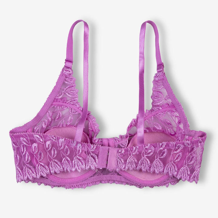Zinnia - Floral Mesh Low Cut Wired / Non-Wired Full Cup Firm Hold Bra - Espicopink