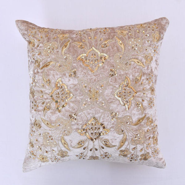 AKC Pure Velvet Embroidered Engrossing Filled Cushion - ONIEO - #1Best online shopping store in Pakistan