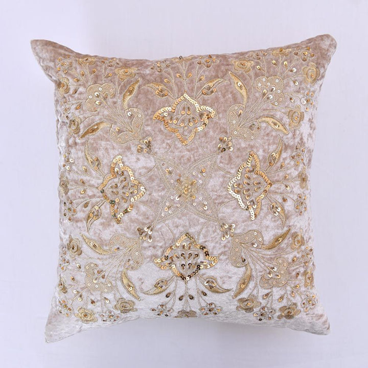 AKC Pure Velvet Embroidered Engrossing Filled Cushion - ONIEO - #1Best online shopping store in Pakistan