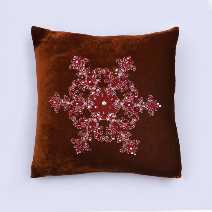 AKC Pure Velvet Embroidered Fascinating Filled Cushion - ONIEO - #1Best online shopping store in Pakistan