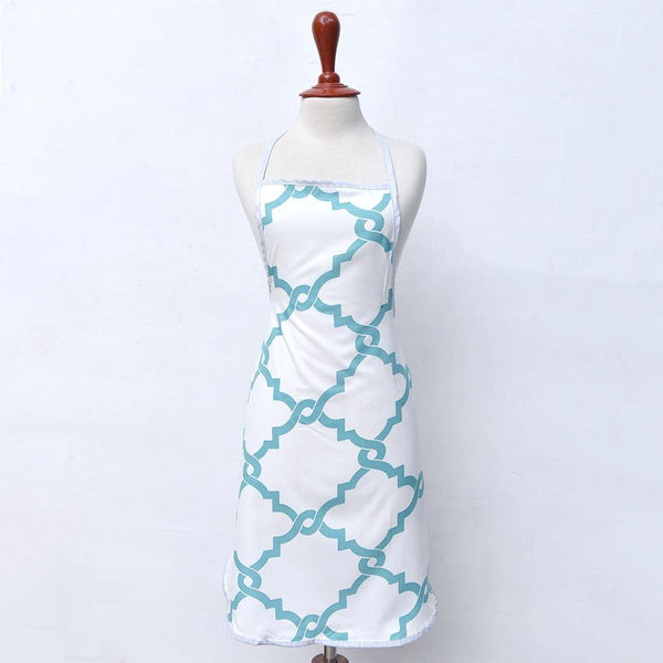 Lovely Home Fashion Hyacinth Kitchen Apron Apron Tiger Unit White & Turquoise