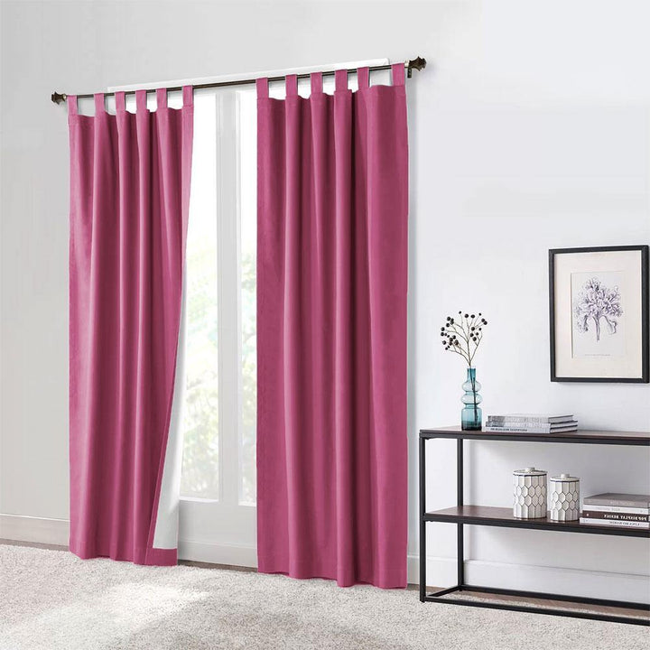 PRD Easy Care 1 Pair Lined Tab Top Curtains Curtain SLEEP DOWN Magenta 