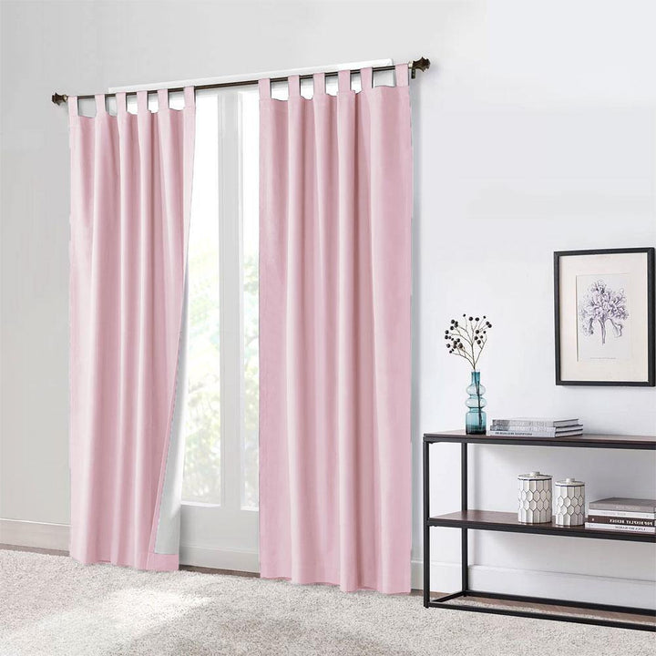 PRD Easy Care 1 Pair Lined Tab Top Curtains Curtain SLEEP DOWN Soft Pink
