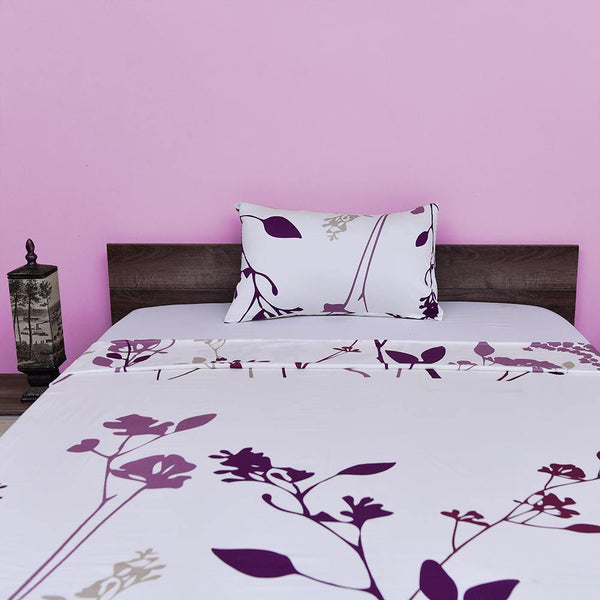 SDH Reflection Purple Digital Printed Bed Sheet Single Bed Sheet SLEEP DOWN 