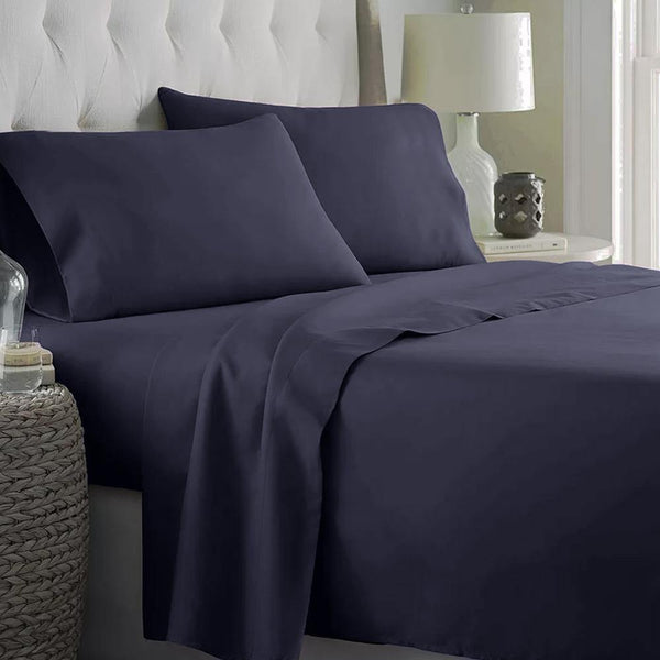 SPD Home Thistle Plain Dyed Flat Sheet Queen Bed Sheet SLEEP DOWN Navy