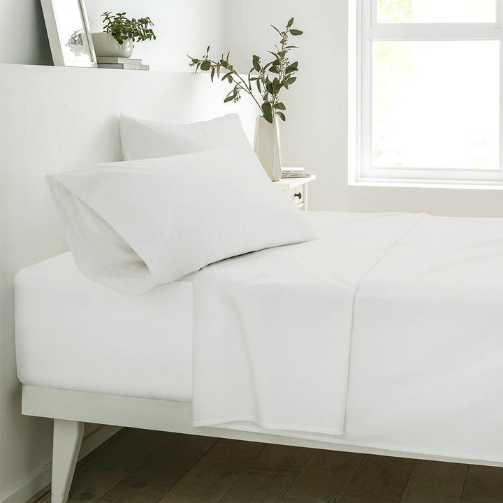 SPD Home Thistle Plain Dyed Flat Sheet Queen Bed Sheet SLEEP DOWN Off White 