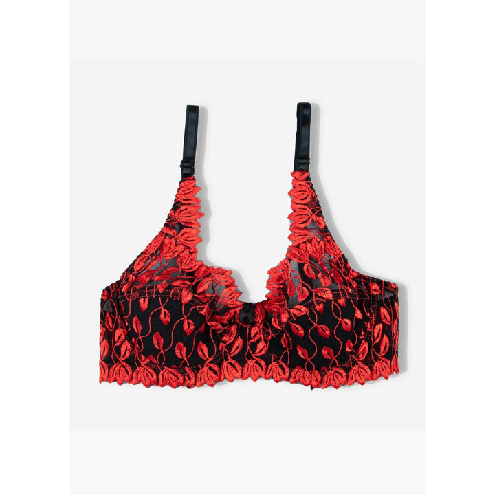 Zinnia - Floral Mesh Low Cut Wired / Non-Wired Full Cup Firm Hold Bra - Espicopink
