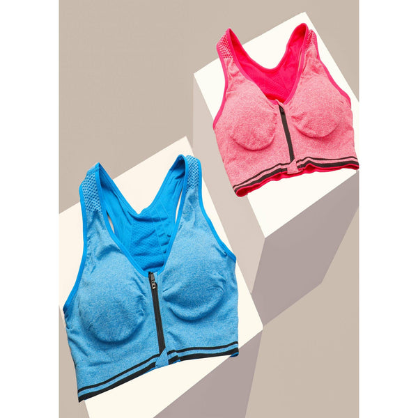 Pack of 2 High Impact Front Open Padded Sports Bra - Espicopink